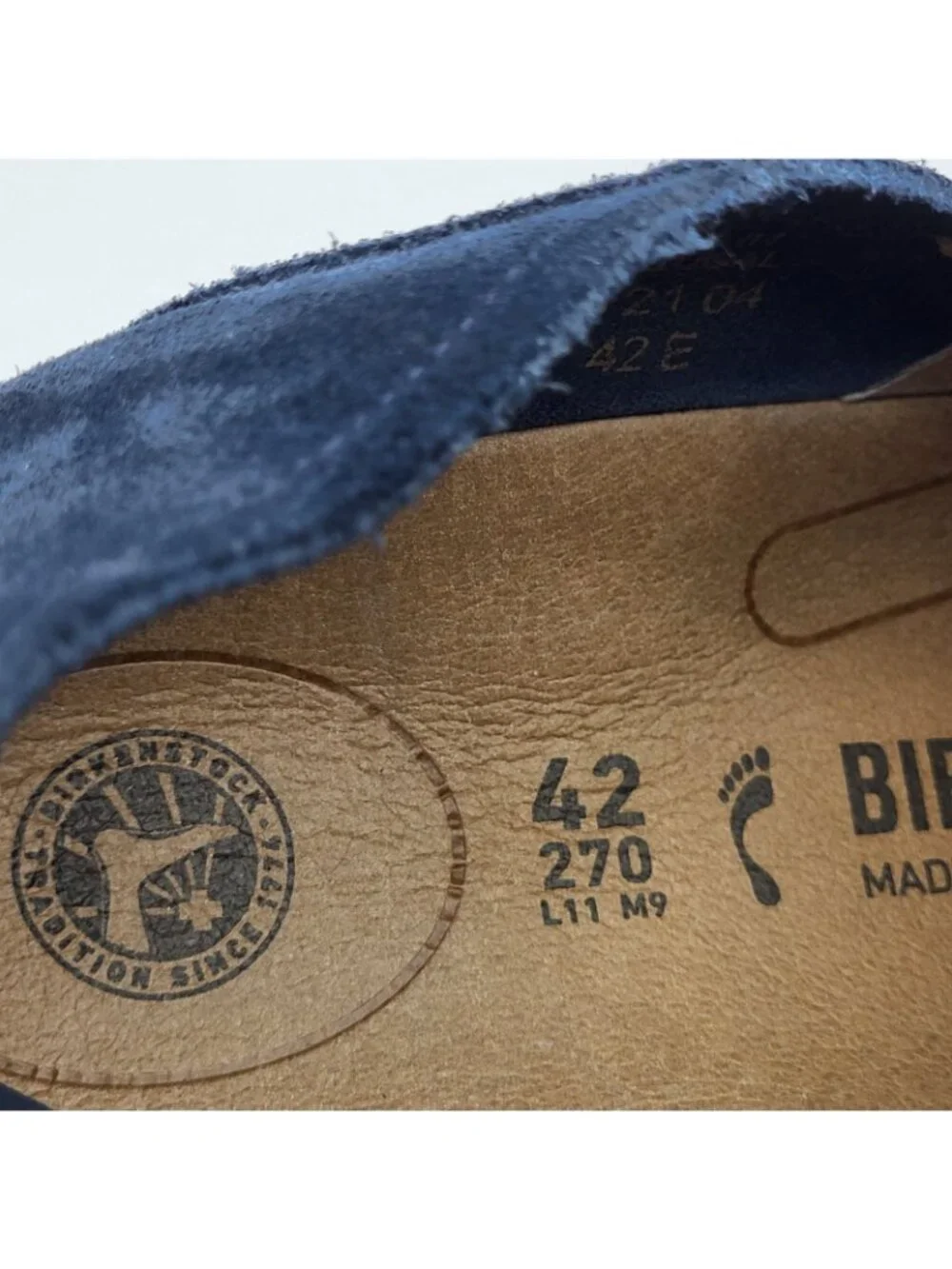 Birkenstock Callan Men’s Slip-On Suede Shoes Size 42 9 US Navy Cork Sole